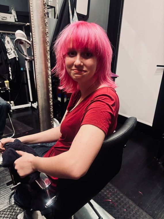 A hot pink shag cut, finished in the chair at Shear Lady Salon LLC